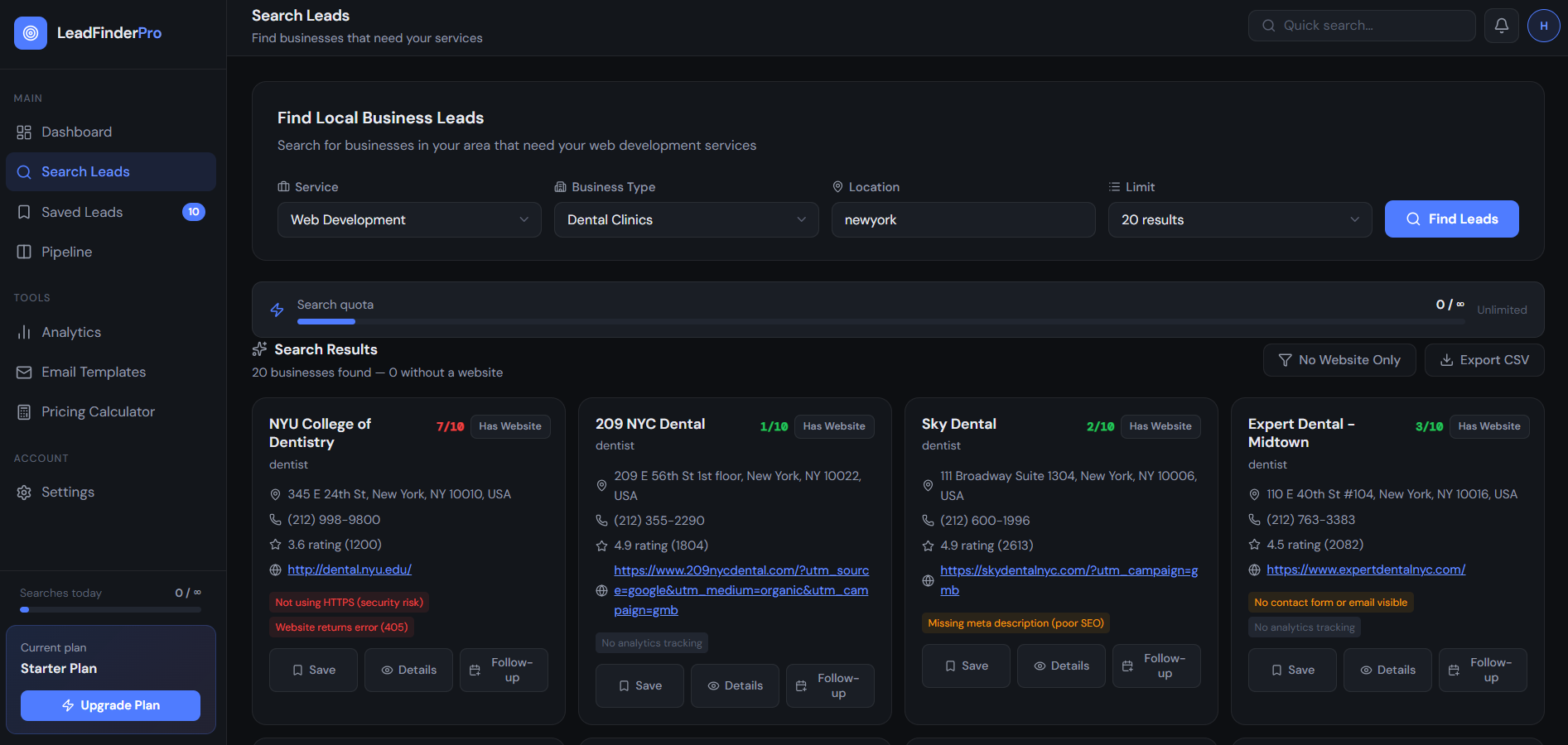 Search Leads Preview